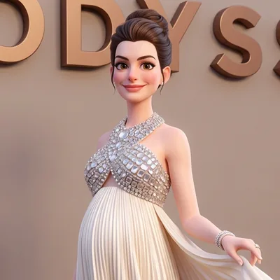 Anne Hathaway reinterpretato come avatar illustrato in stile FMB Design