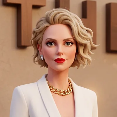 Charlize Theron reinterpretato come avatar illustrato in stile FMB Design