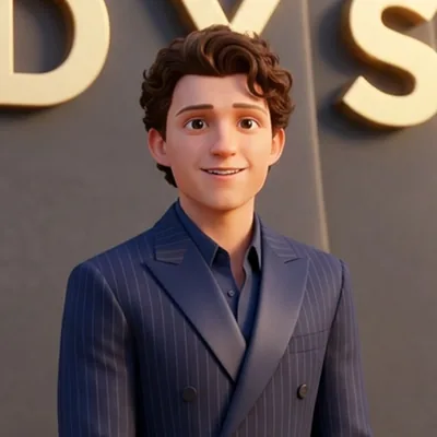 Tom Holland reinterpretato come avatar illustrato in stile FMB Design