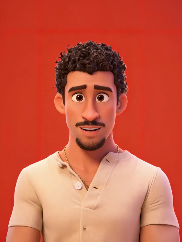 Lo stesso ragazzo trasformato in avatar illustrato in stile FMB