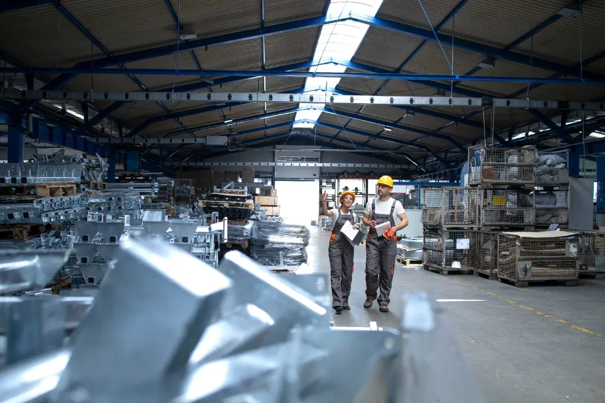 Ripresa in capannone industriale durante le riprese di un reel di collaborazione