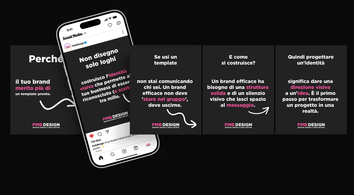 Fermo immagine di un contenuto social realizzato da FMB Design